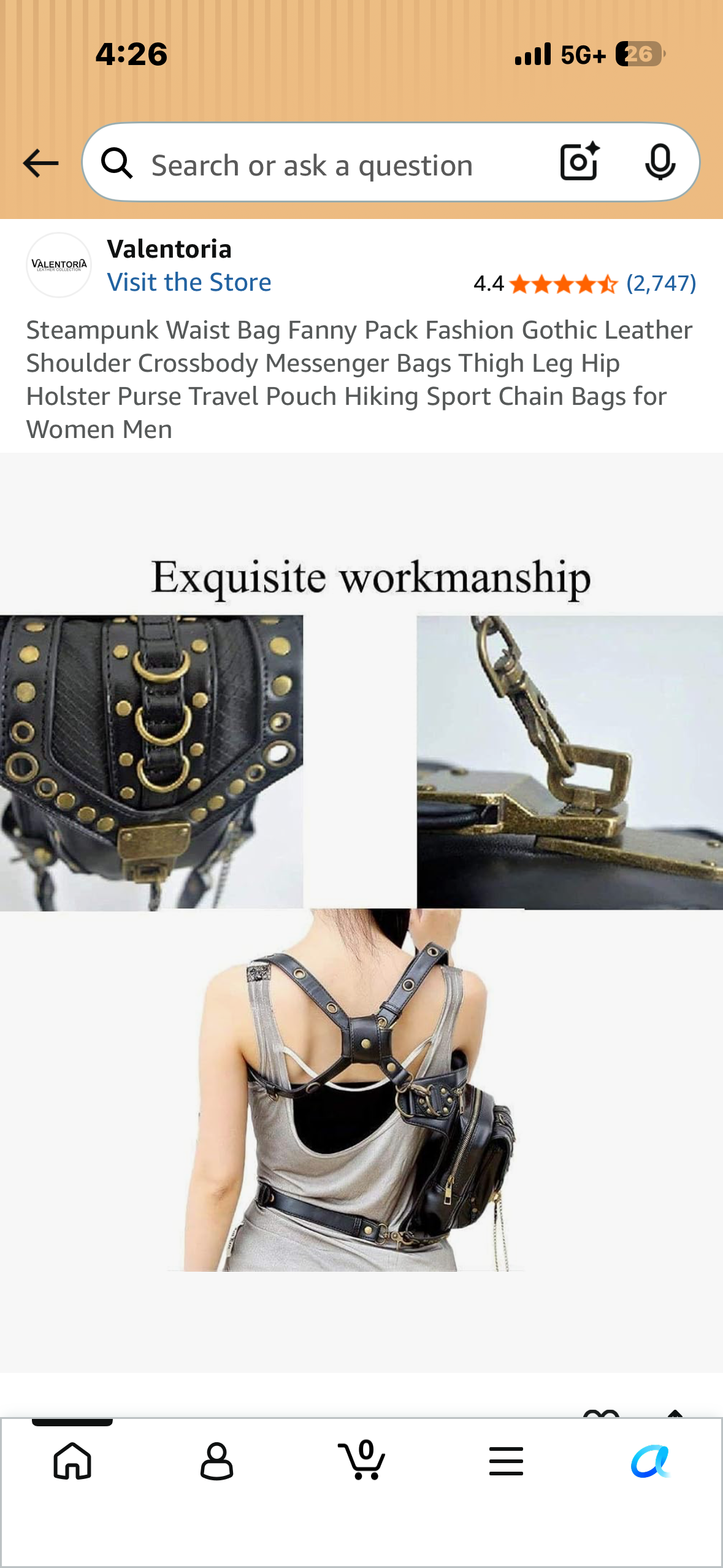 Nakimo Steampunk Waist Bag, Gothic Retro Leather Bag, Goth Shoulder Pack