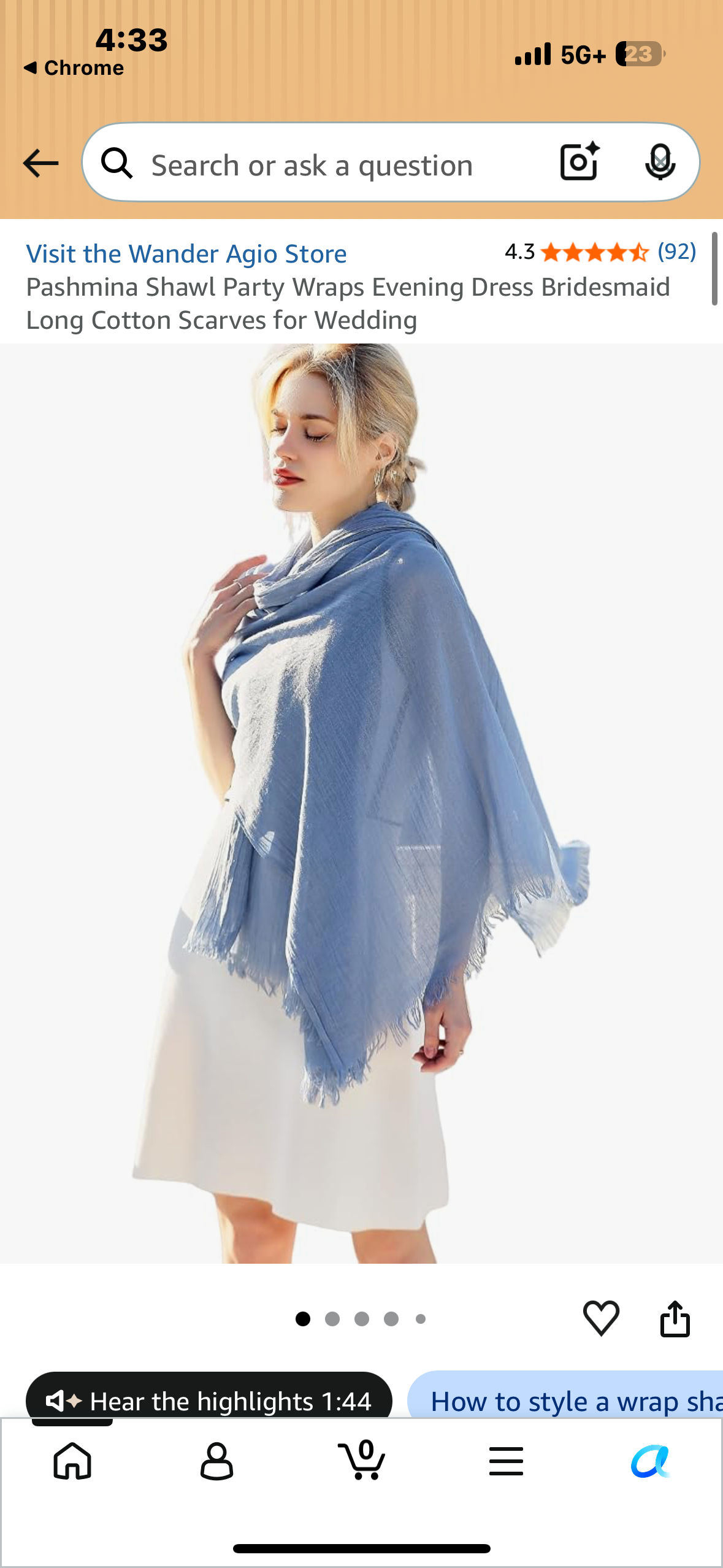 Pashmina Shawl Party Wraps, Evening Cotton Scarf-Shawl (Sky Blue)