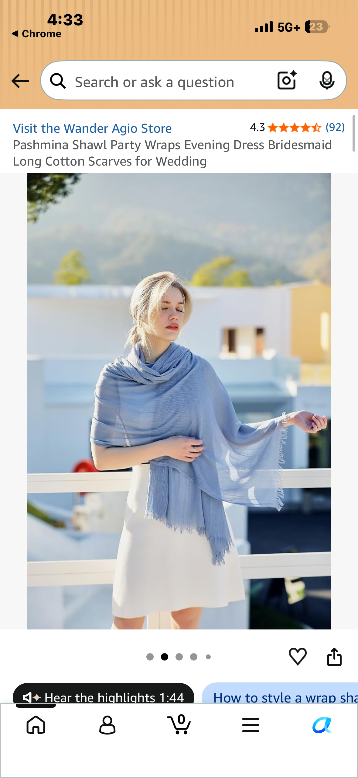 Pashmina Shawl Party Wraps, Evening Cotton Scarf-Shawl (Sky Blue)