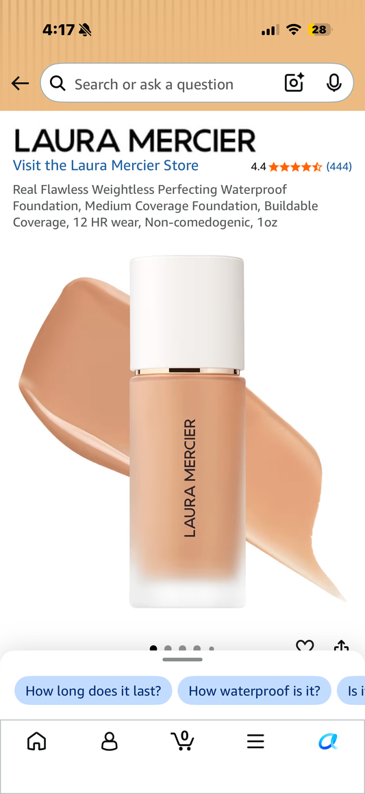 Real Flawless Weightless Perfecting Waterproof Foundation, Medium Coverage Foundation, Buildable Coverage, 12 HR wear, Non-comedogenic, 1oz TEA