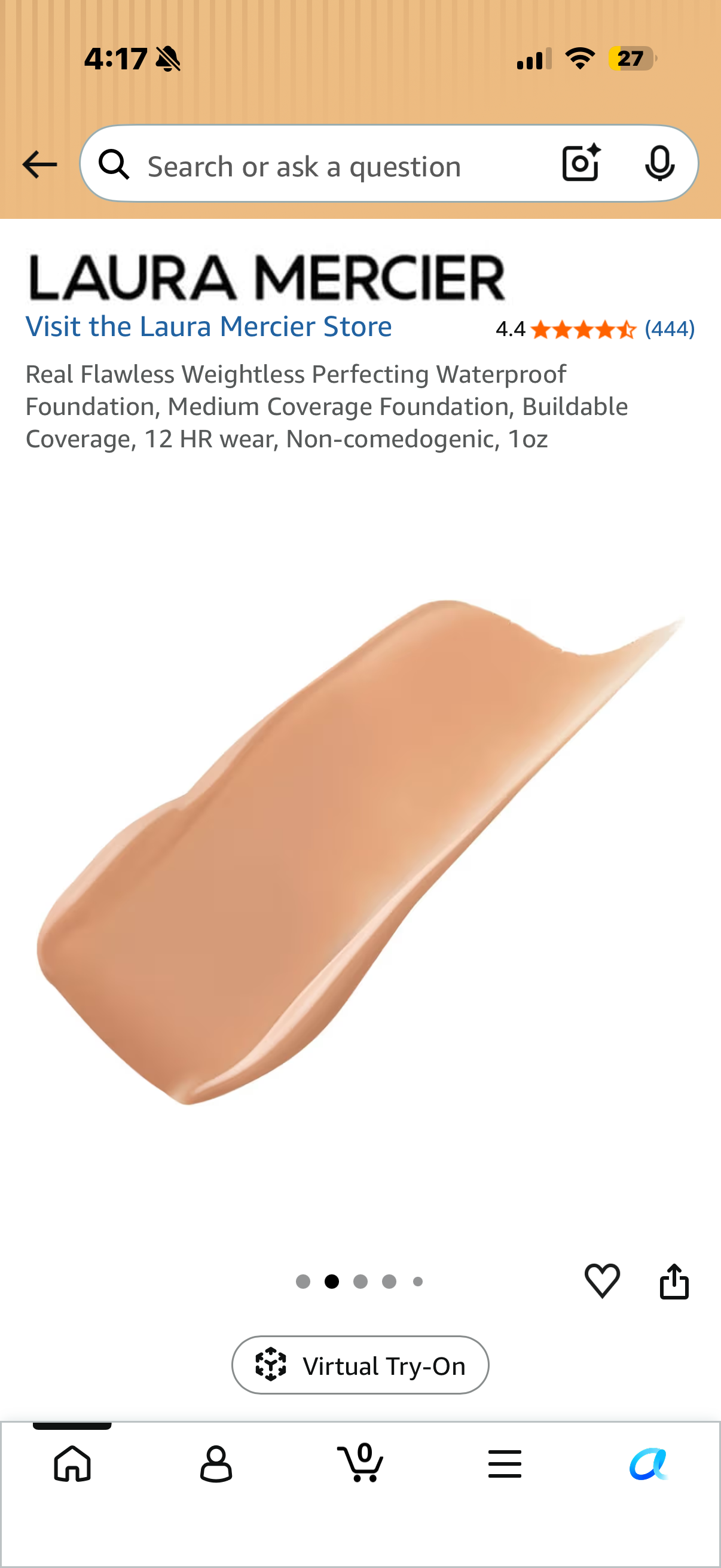 Real Flawless Weightless Perfecting Waterproof Foundation, Medium Coverage Foundation, Buildable Coverage, 12 HR wear, Non-comedogenic, 1oz TEA