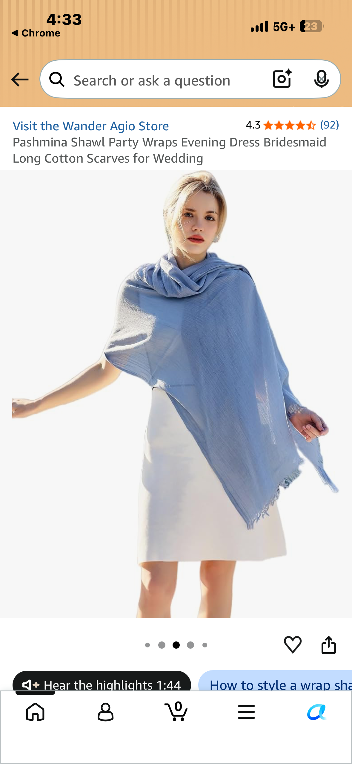 Pashmina Shawl Party Wraps, Evening Cotton Scarf-Shawl (Sky Blue)