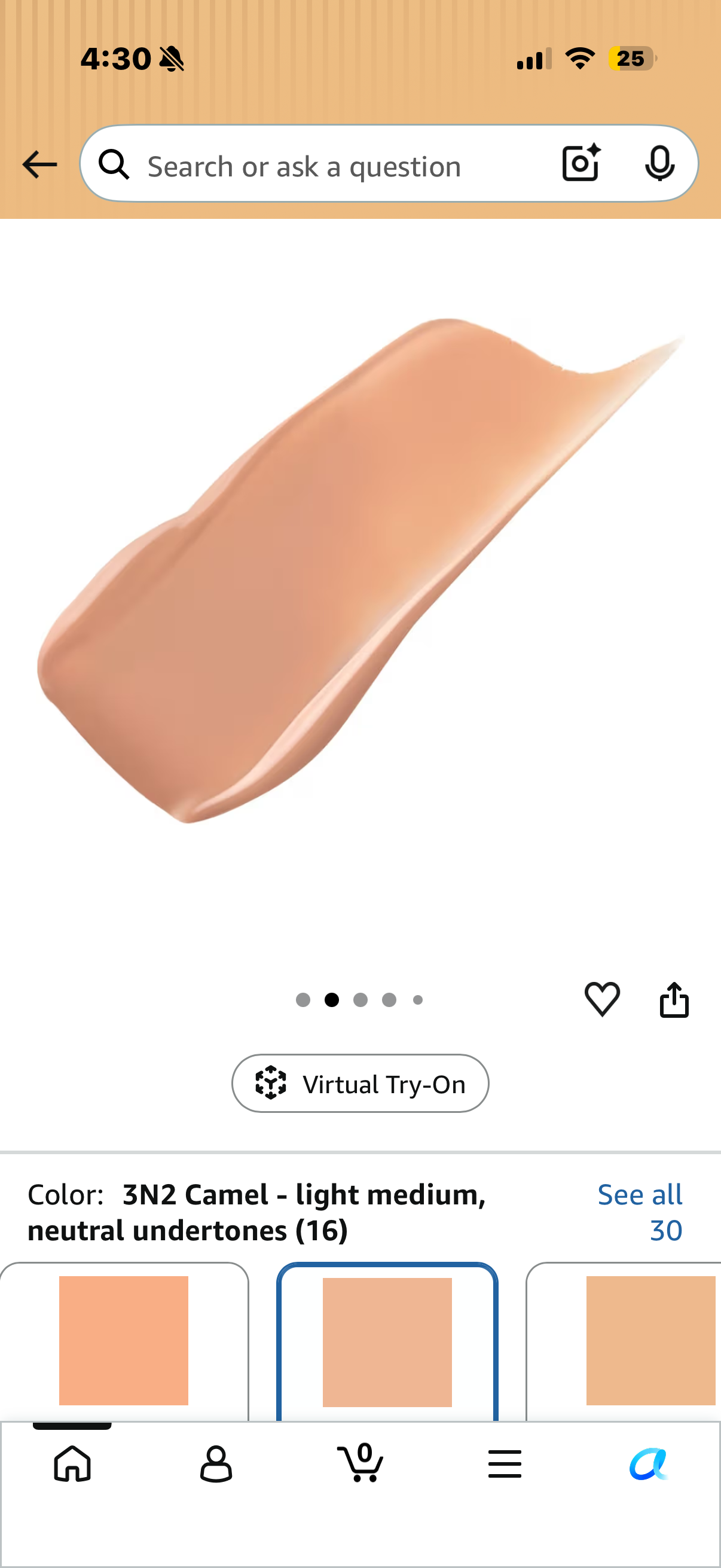 Real Flawless Weightless Perfecting Waterproof Foundation, Medium Coverage Foundation, Buildable Coverage, 12 HR wear, Non-comedogenic, 1oz CAMEL