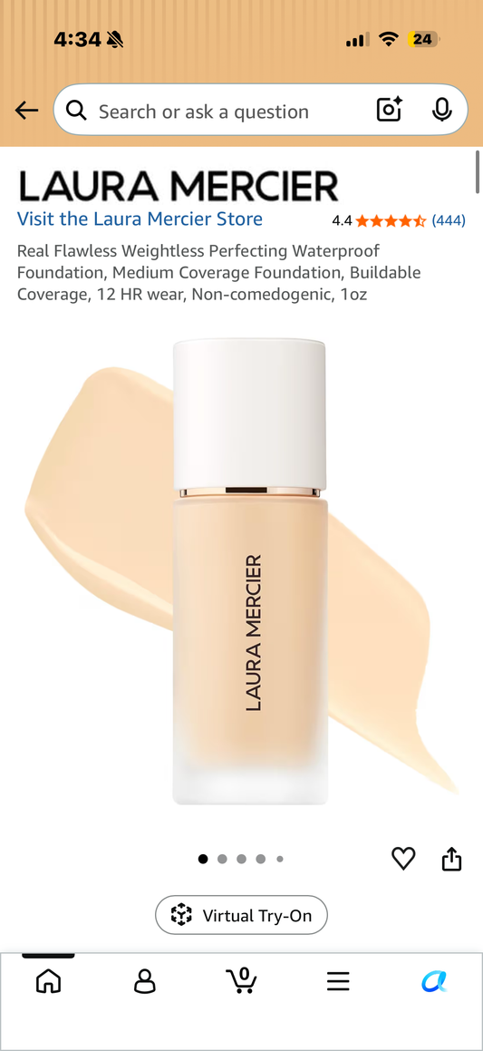 Real Flawless Weightless Perfecting Waterproof Foundation, Medium Coverage Foundation, Buildable Coverage, 12 HR wear, Non-comedogenic, 1oz SATIN