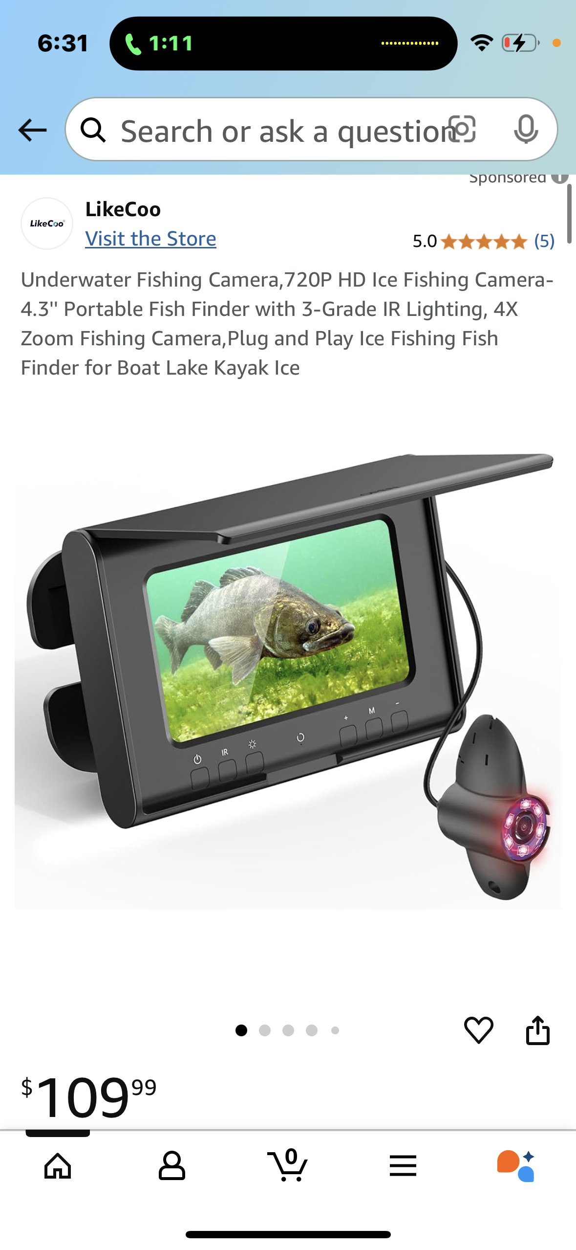 Underwater Fishing Camera,720P HD Ice Fishing Camera-4.3'' Portable Fish Finder with 3-Grade IR Lighting, 4X Zoom Fishing Camera,Plug and Play Ice Fishing Fish Finder for Boat Lake Kayak Ice