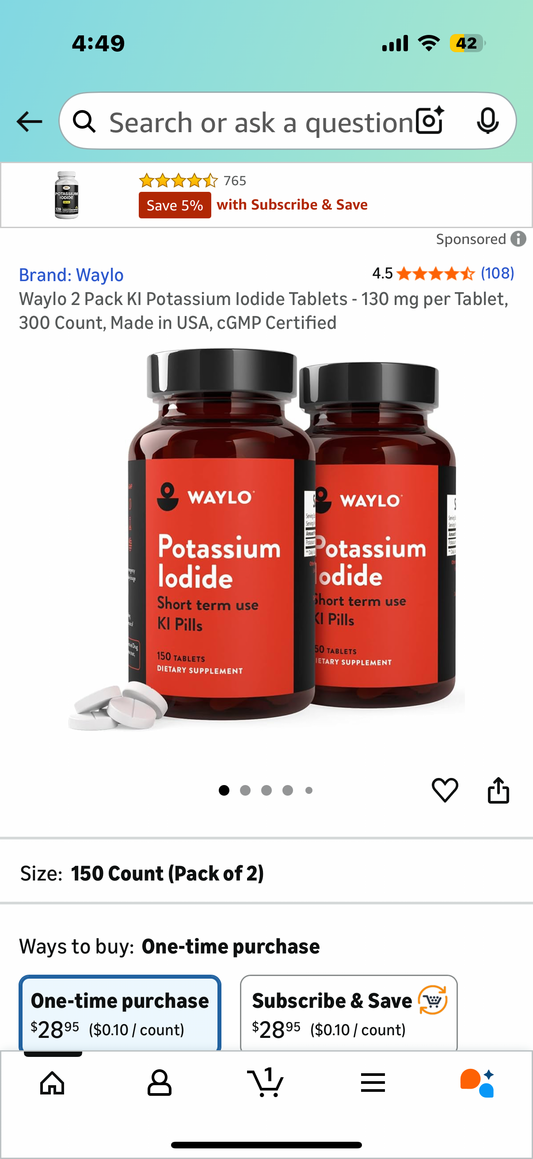 2 Pack mWaylo 2 Pack KI Potassium Iodide Tablets - 130 mg per Tablet, 300 Count, Made in USA, cGMP Certified