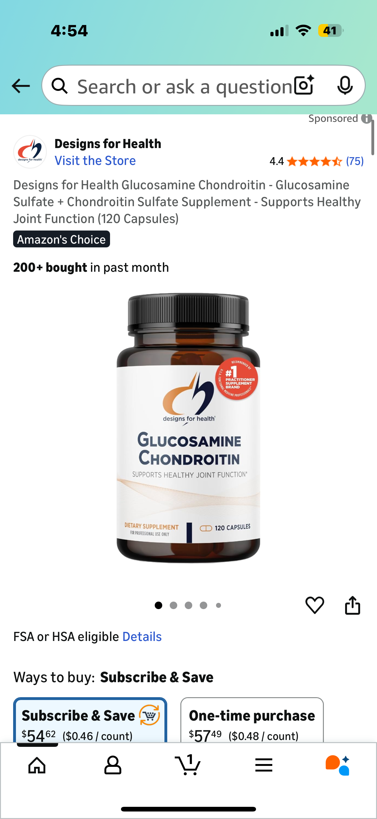 Designs for Health Glucosamine Chondroitin - Glucosamine Sulfate + Chondroitin Sulfate Supplement - Supports Healthy Joint Function (120 Capsules