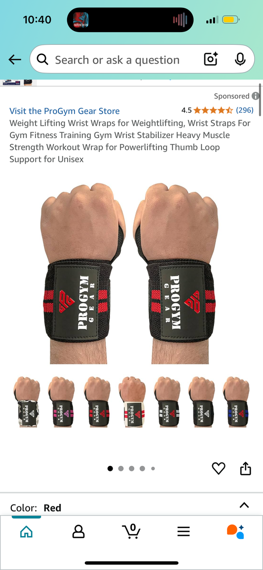 ProGym Gear Weight Lifting Wrist Wraps for Weightlifting, Wrist Straps For Gym Fitness Training Gym Wrist Stabilizer Heavy Muscle Strength Workout Wrap for Powerlifting Thumb Loop Support for Unisex