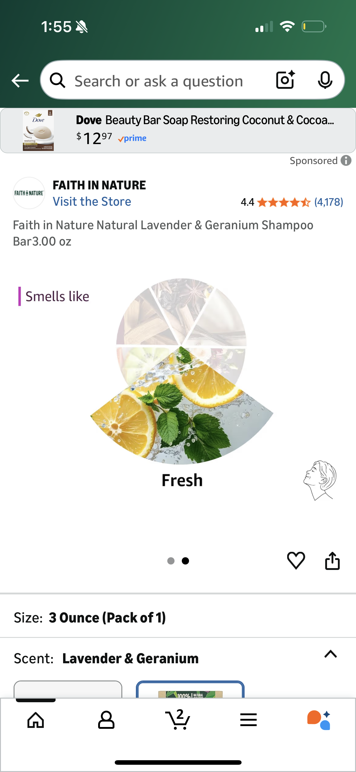 Faith in Nature Natural Lavender & Geranium Shampoo Bar 3.00 oz