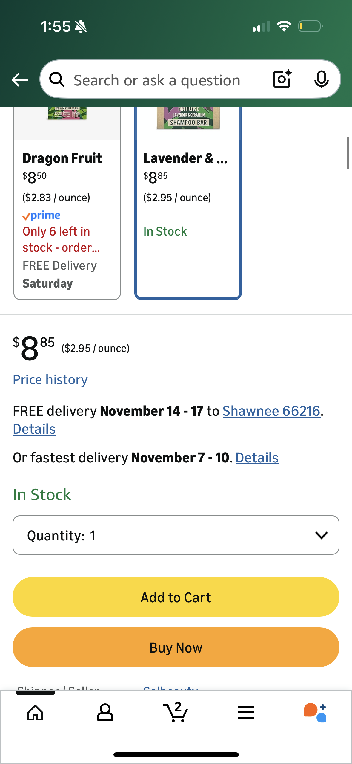 Faith in Nature Natural Lavender & Geranium Shampoo Bar 3.00 oz