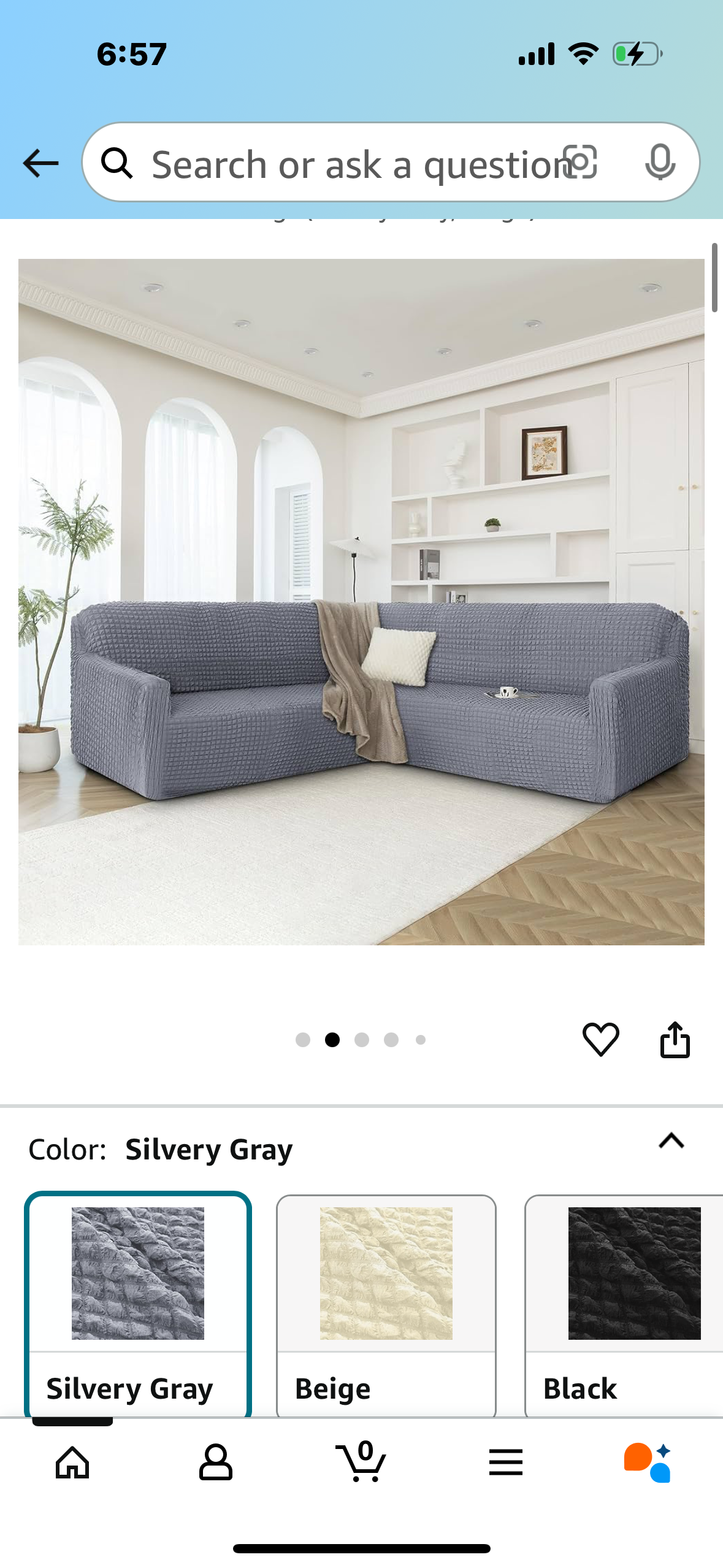 Sectional Couch Cover L Shape Sofa Covers Washable Stretch Couch Covers for Sectional Sofa 1 Piece Seersucker U Shaped Couch Slipcover Furniture Protector for Pets Dogs (Silvery Gray, Large