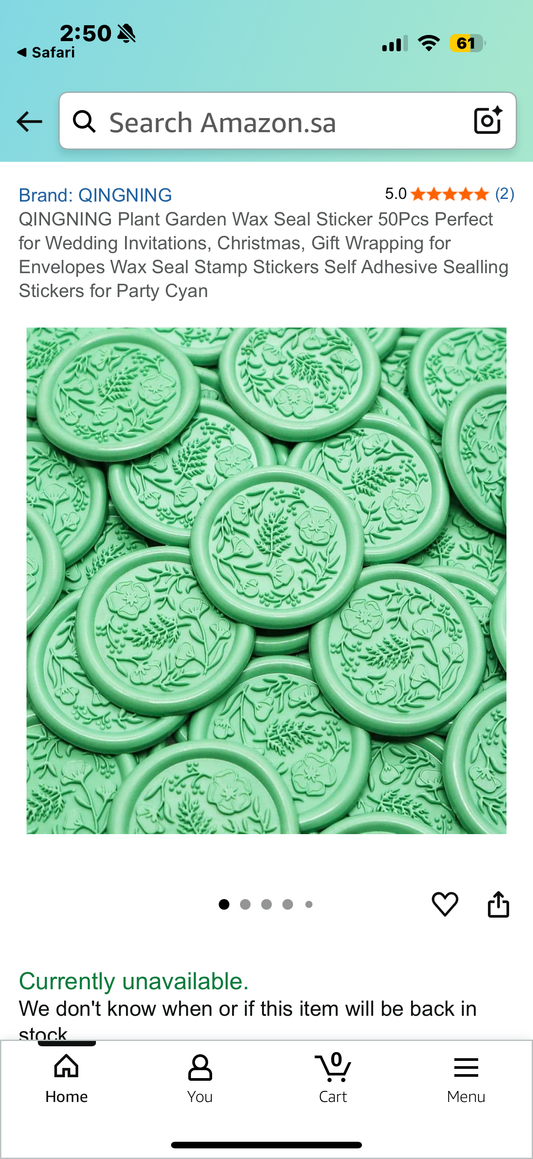 QINGNING Plant Garden Wax Seal Sticker 50Pcs Perfect for Wedding Invitations, Christmas, Gift Wrapping for Envelopes Wax Seal Stamp Stickers Self Adhesive Sealling Stickers for Party Cyan