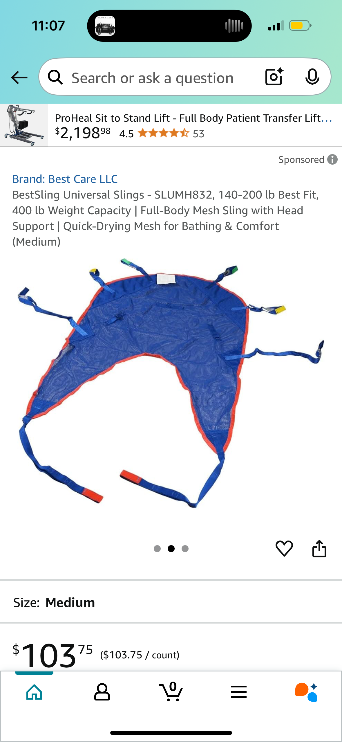 BestSling Universal Slings - SLUMH832, 140-200 lb Best Fit, 400 lb Weight Capacity | Full-Body Mesh Sling with Head Support | Quick-Drying Mesh for Bathing & Comfort (Medium)