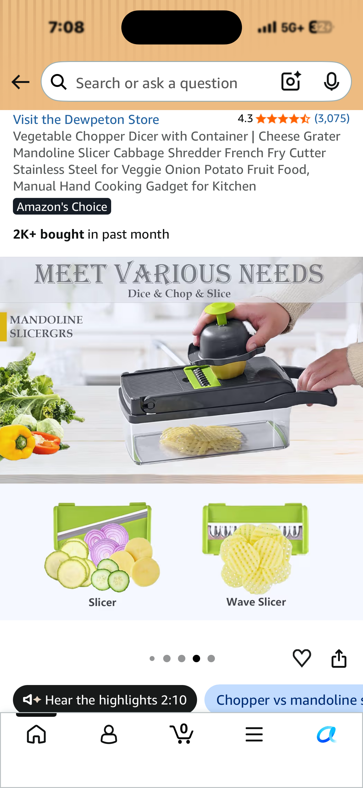 Vegetable Chopper Dicer with Container | Cheese Grater, Mandoline Slicer, Cabbage Shredder, French Fry Cutter, Stainless Steel for Veggie, Onion  Potato, Fruit, Manual Hand Cooking Gadget for Kitchen