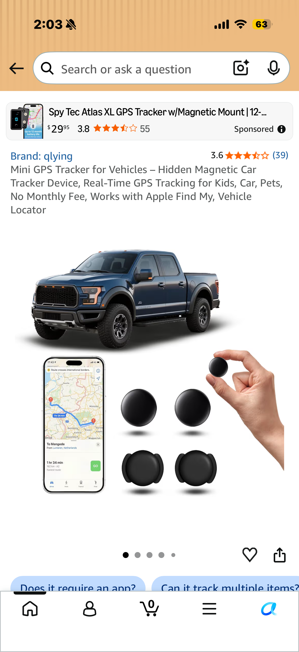 Mini GPS Tracker for Vehicles – Hidden Magnetic Car Tracker Device, Real-Time GPS Tracking for Kids, Car, Pets, No Monthly Fee, Works with Apple Find My, Vehicle Locator