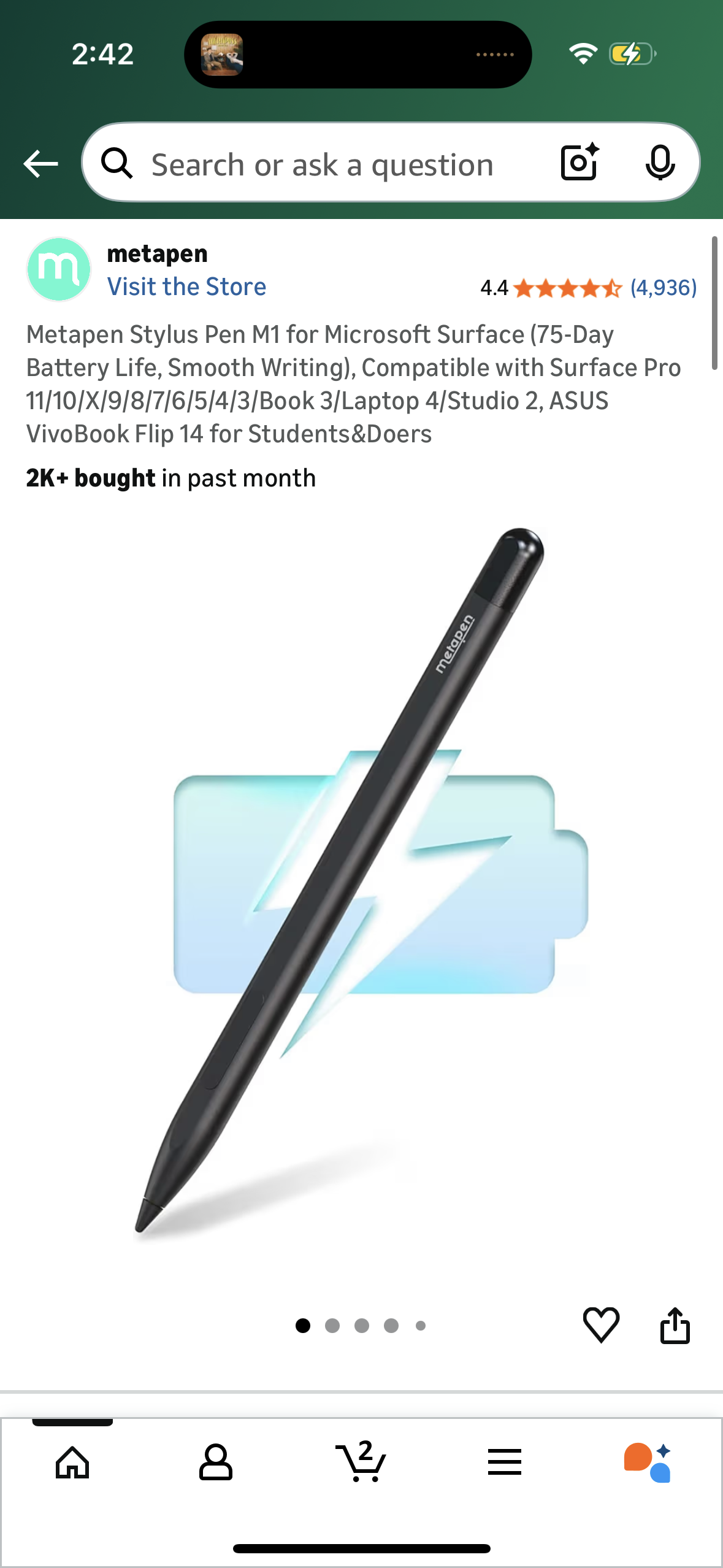 Metapen Stylus Pen M1 for Microsoft Surface (75-Day Battery Life, Smooth Writing), Compatible with Surface Pro 11/10/X/9/8/7/6/5/4/3/Book 3/Laptop 4/Studio 2, ASUS VivoBook Flip 14 for Students&Doers