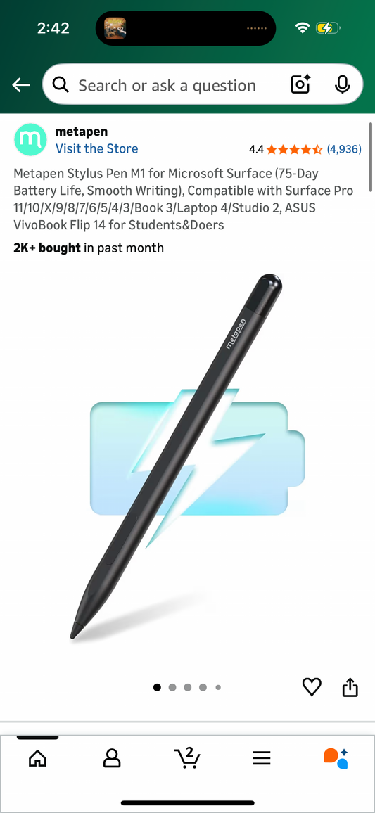 Metapen Stylus Pen M1 for Microsoft Surface (75-Day Battery Life, Smooth Writing), Compatible with Surface Pro 11/10/X/9/8/7/6/5/4/3/Book 3/Laptop 4/Studio 2, ASUS VivoBook Flip 14 for Students&Doers