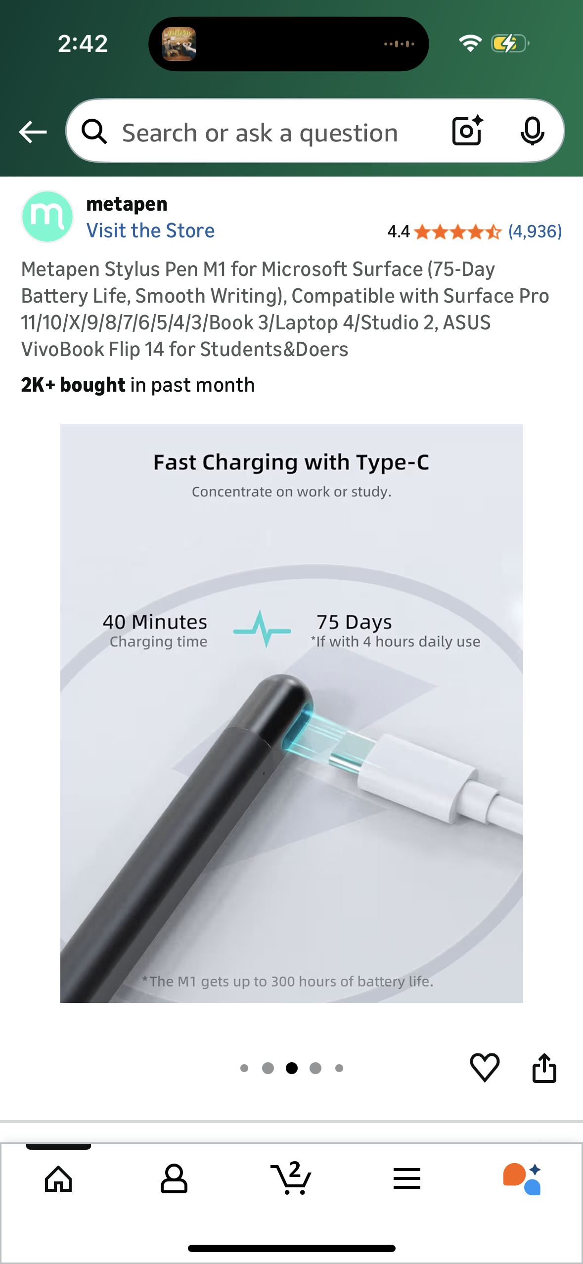 Metapen Stylus Pen M1 for Microsoft Surface (75-Day Battery Life, Smooth Writing), Compatible with Surface Pro 11/10/X/9/8/7/6/5/4/3/Book 3/Laptop 4/Studio 2, ASUS VivoBook Flip 14 for Students&Doers