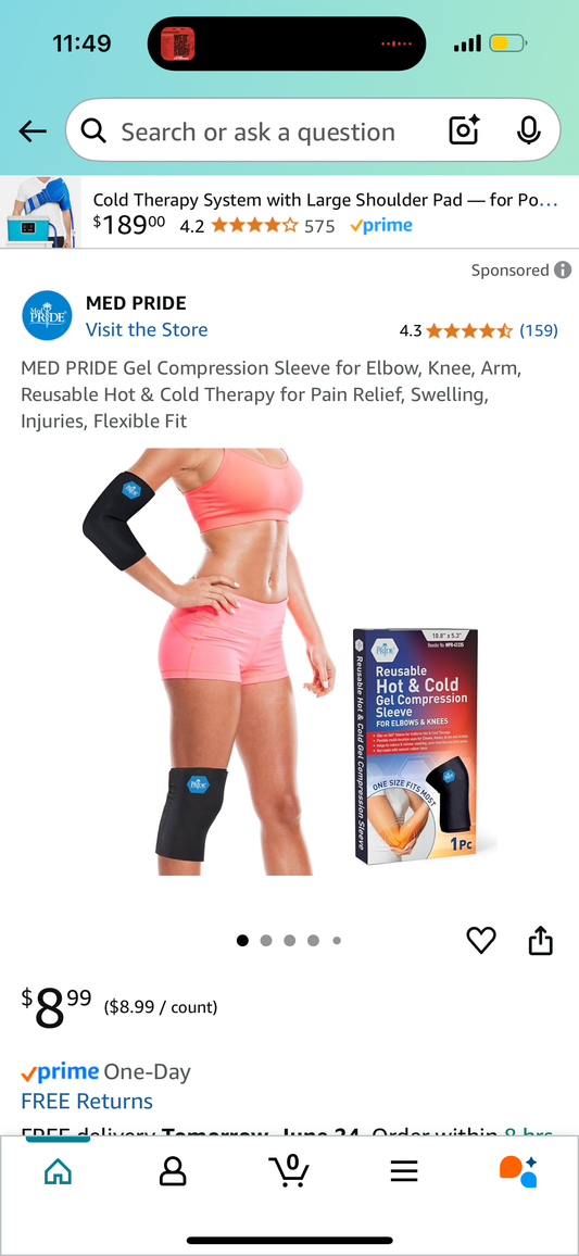 MED PRIDE Gel Compression Sleeve for Elbow, Knee, Arm, Reusable Hot & Cold Therapy for Pain Relief, Swelling, Injuries, Flexible Fit