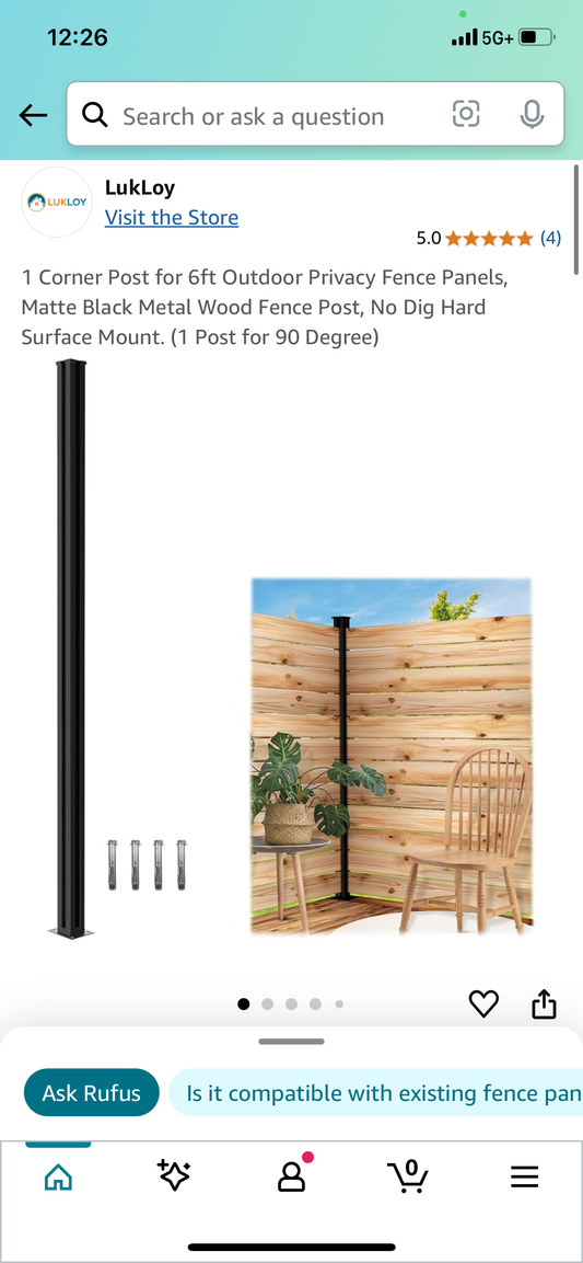 New - 6' Aluminum Fence Post (R445)
