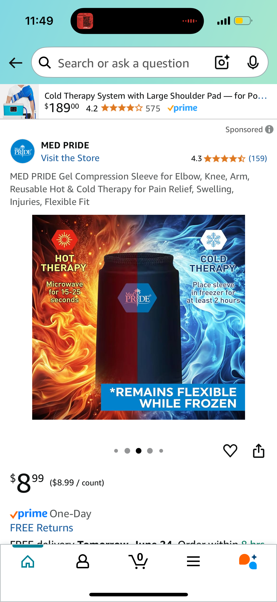 MED PRIDE Hot and Cold Gel Compression Sleeve for Elbow, Knee, Arm, Reusable Hot & Cold Therapy for Pain Relief, Swelling, Injuries, Flexible Fit
