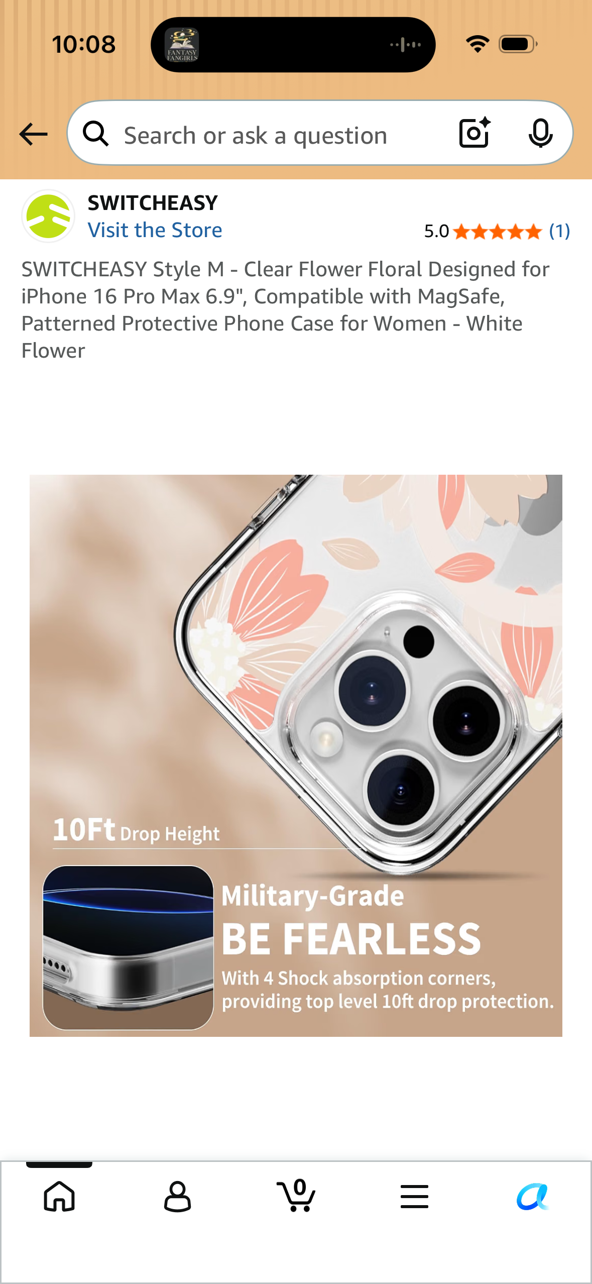 SWITCHEASY Style M - Clear Flower Floral Designed for iPhone 16 Pro Max 6.9", Compatible with MagSafe, Patterned Protective Phone Case for Women - White Flower