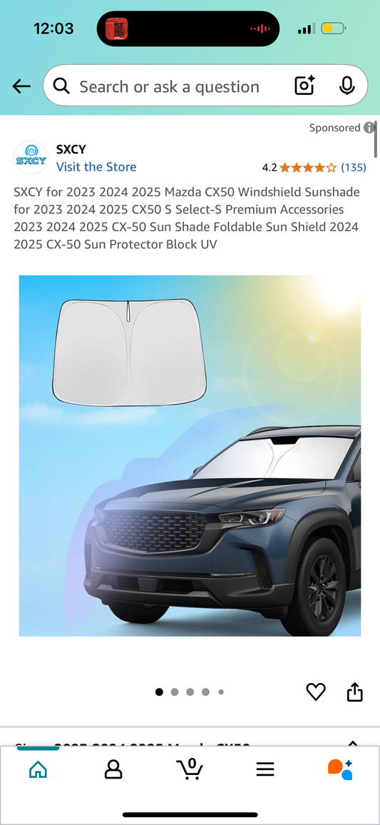 SXCY for 2023 2024 2025 Mazda CX50 Windshield Sunshade for 2023 2024 2025 CX50 S Select-S Premium Accessories 2023 2024 2025 CX-50 Sun Shade Foldable Sun Shield 2024 2025 CX-50 Sun Protector Block UV