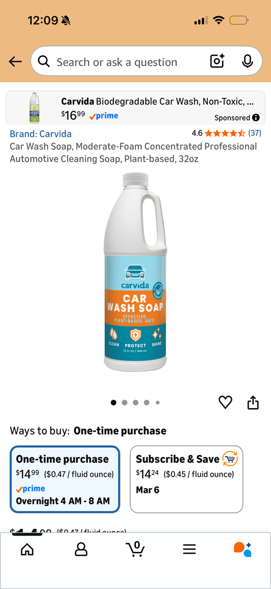 Car Wash Soap, Moderate-Foam Concentrated Professional Automotive Cleaning Soap, Plant-based, 32oz