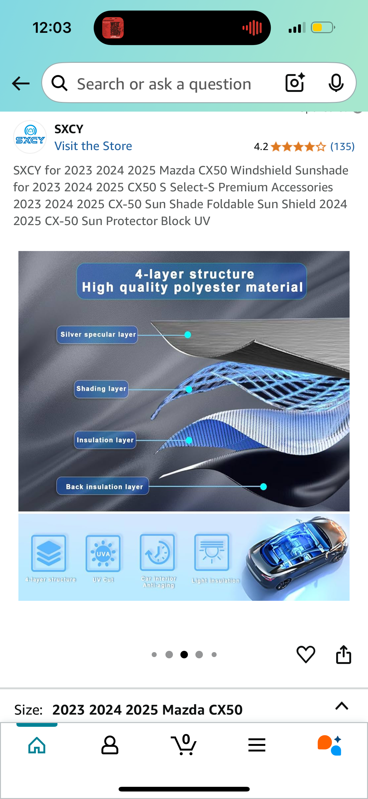 SXCY for 2023 2024 2025 Mazda CX50 Windshield Sunshade for 2023 2024 2025 CX50 S Select-S Premium Accessories 2023 2024 2025 CX-50 Sun Shade Foldable Sun Shield 2024 2025 CX-50 Sun Protector Block UV