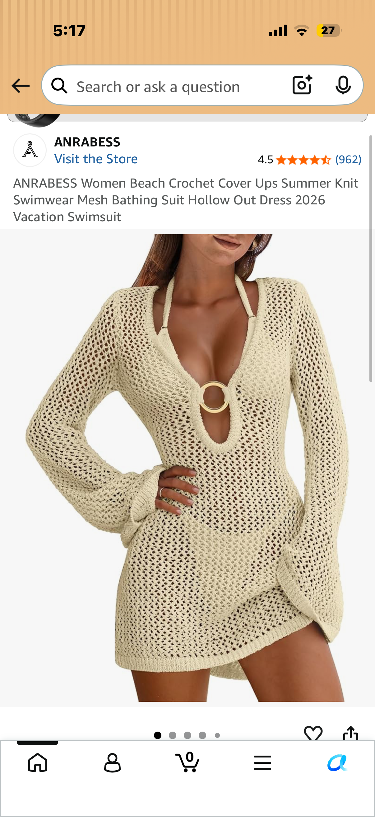 ANRABESS Women Beach Crochet Cover Ups Summer Knit Swimwear Mesh Bathing Suit Hollow Out Dress 2026 Vacation Swimsuit (Size Medium )