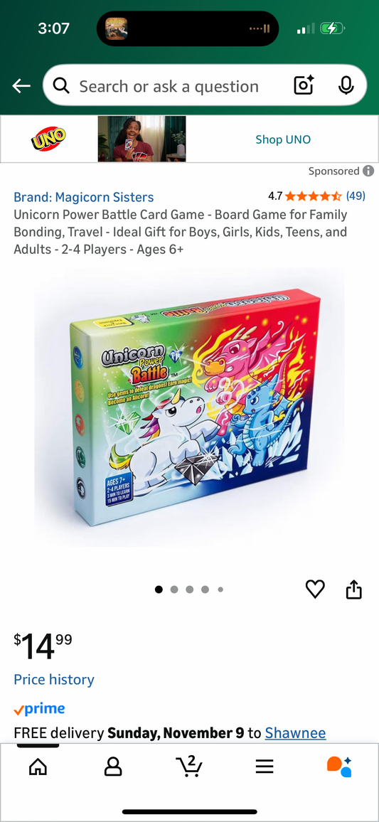 Unicorn Power Battle Card Game - Board Game for Family Bonding, Travel - Ideal Gift for Boys, Girls, Kids, Teens, and Adults - 2-4 Players - Ages 6+