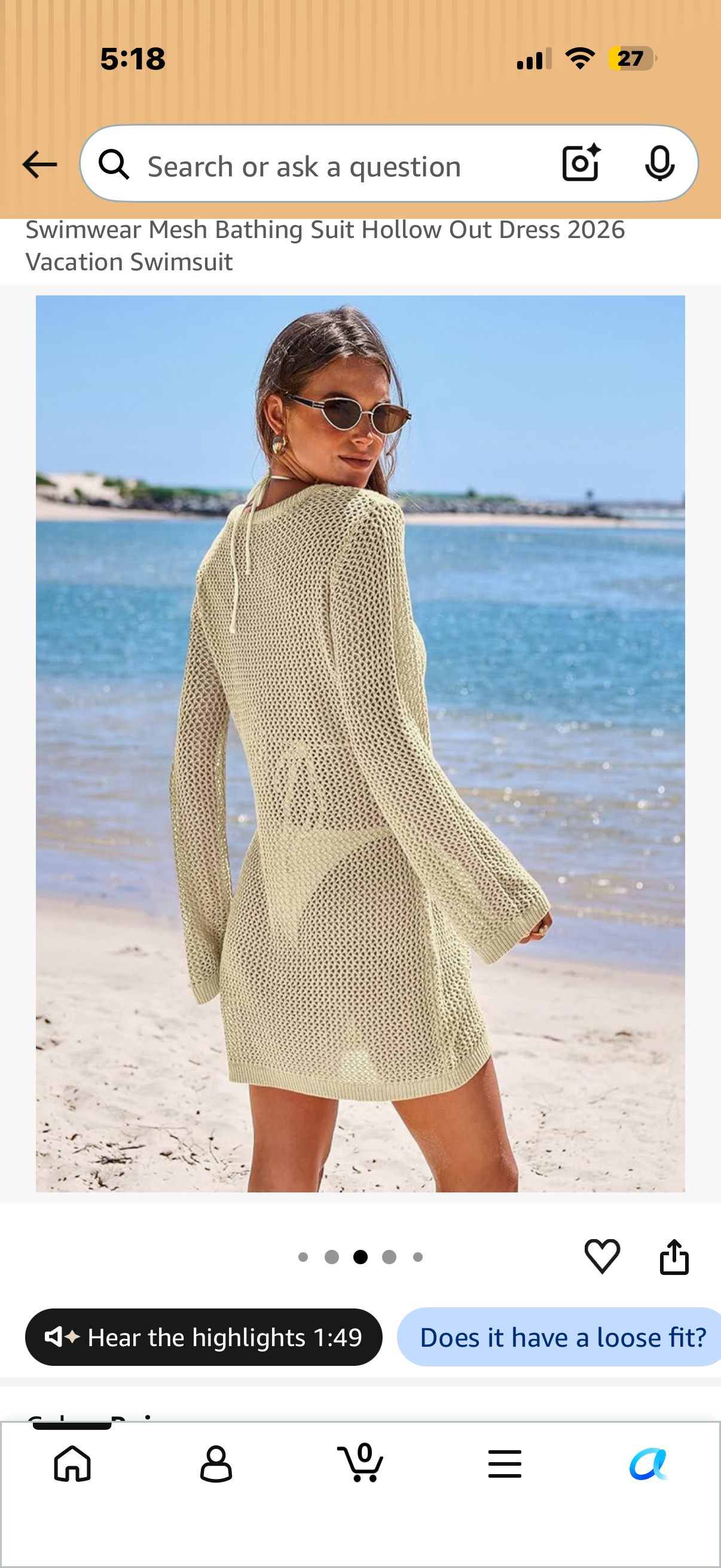 ANRABESS Women Beach Crochet Cover Ups Summer Knit Swimwear Mesh Bathing Suit Hollow Out Dress 2026 Vacation Swimsuit (Size Medium )