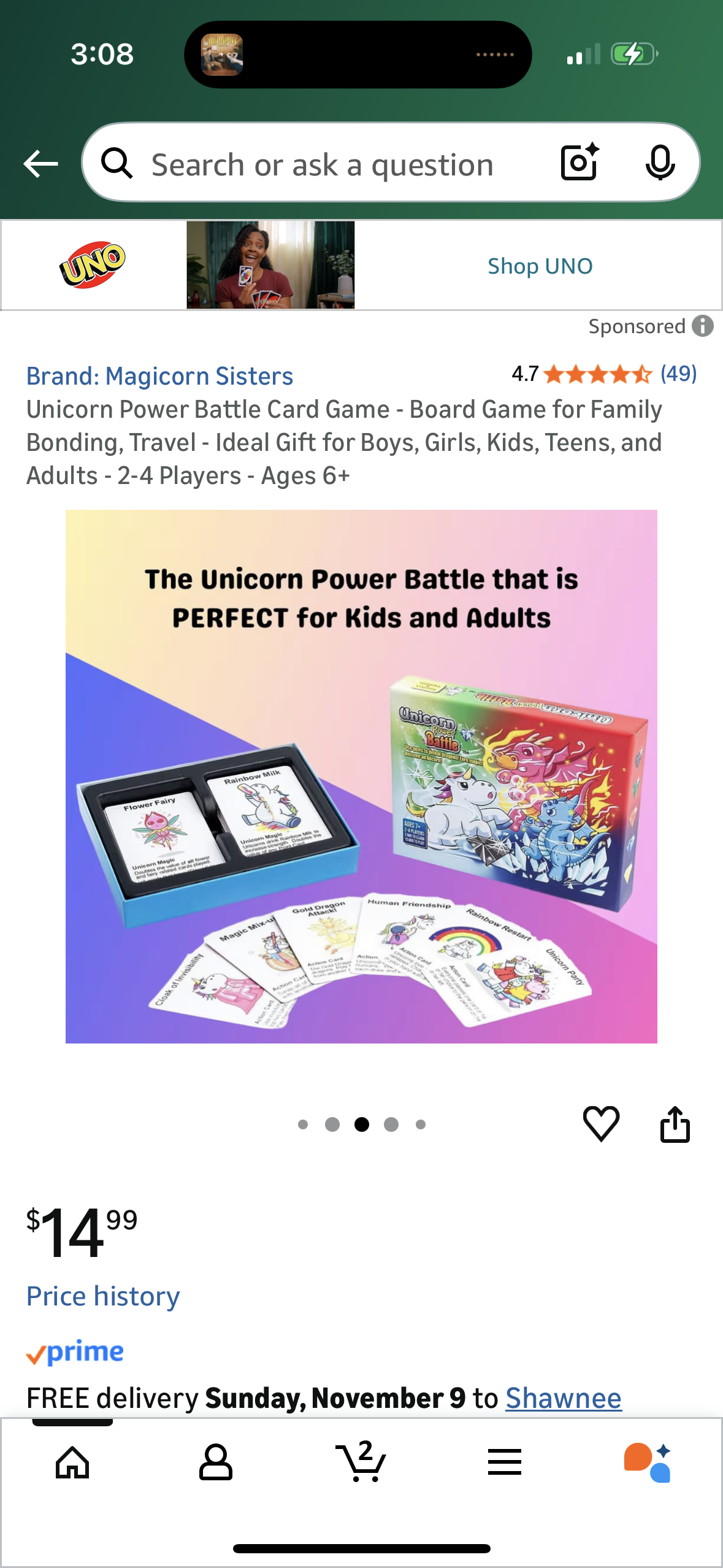 Unicorn Power Battle Card Game - Board Game for Family Bonding, Travel - Ideal Gift for Boys, Girls, Kids, Teens, and Adults - 2-4 Players - Ages 6+