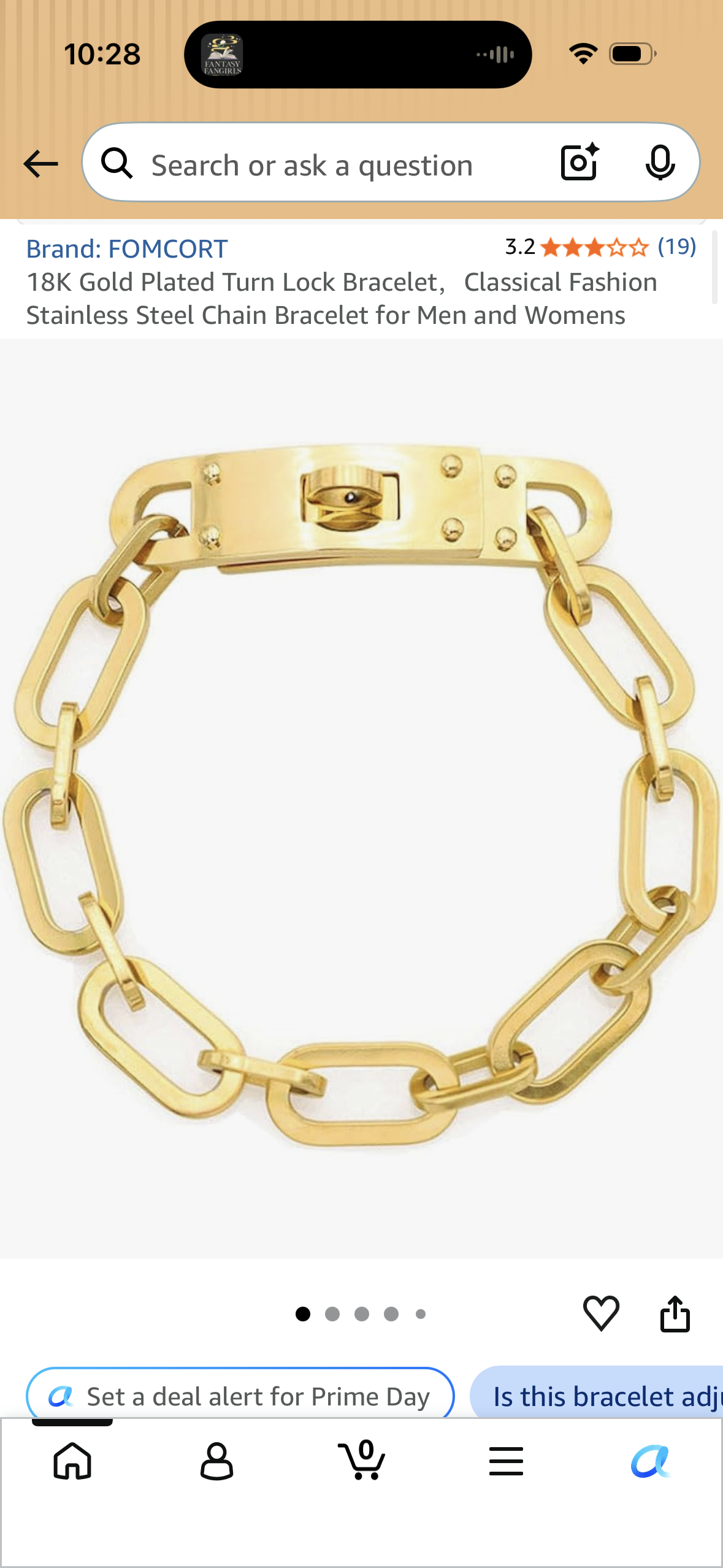 18K Gold Plated Turn Lock Bracelet，Classical Fashion Stainless Steel Chain Bracelet for Men and Womens