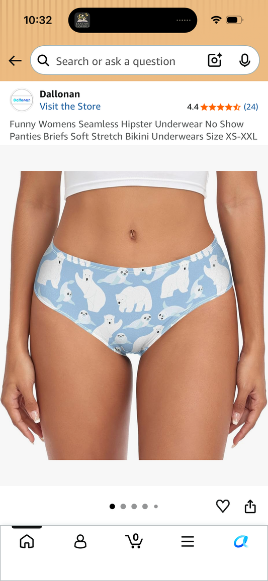 Funny Womens Seamless Hipster Underwear No Show Panties Briefs Soft Stretch Bikini Underwears (Size Large)