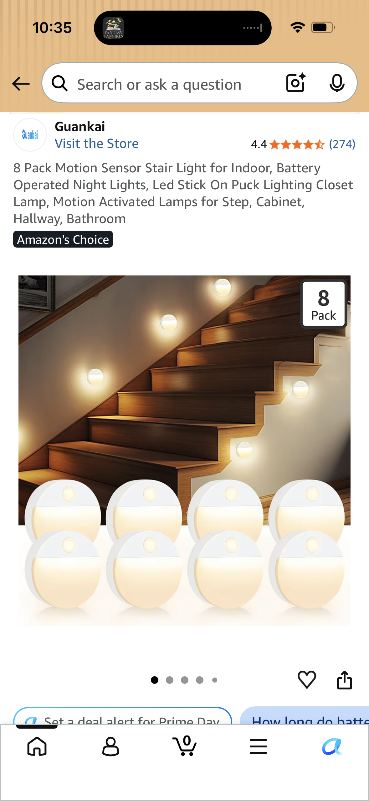 8 Pack Motion Sensor Stair Light for Indoor, Battery Operated Night Lights, Led Stick On Puck Lighting Closet Lamp, Motion Activated Lamps for Step, Cabinet, Hallway, Bathroom
