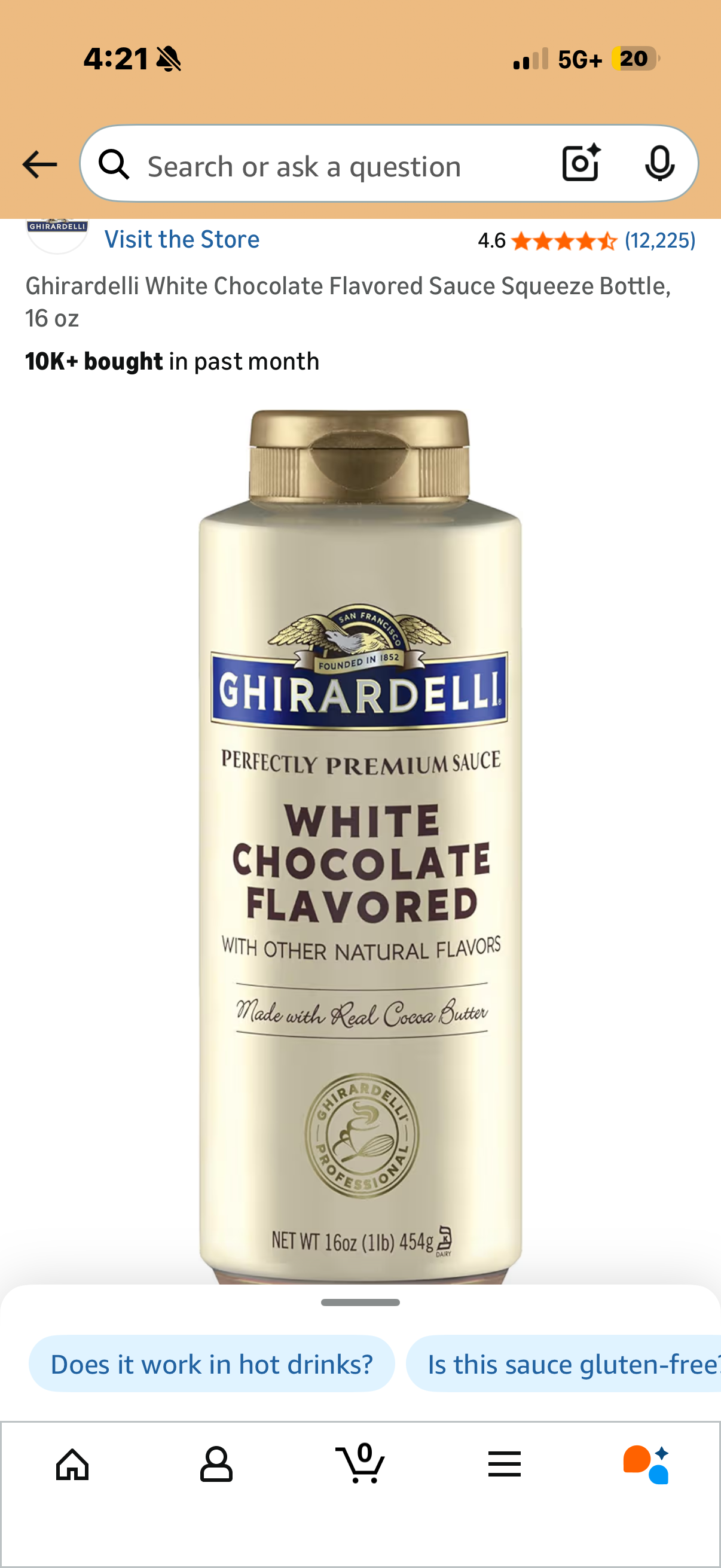 Ghirardelli White Chocolate Flavored Sauce Squeeze Bottle, 16 oz