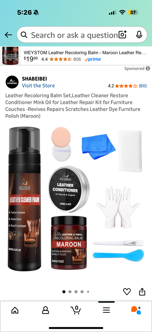 Leather Recoloring Balm Set,Leather Cleaner Restore Conditioner Mink Oil for Leather Repair Kit for Furniture Couches -Revives Repairs Scratches Leather Dye Furniture Polish (Maroon)