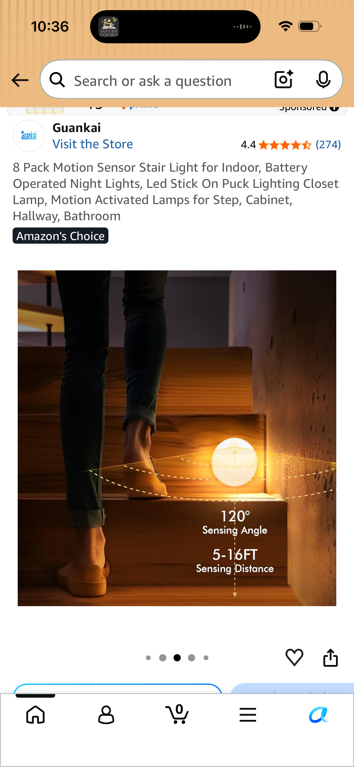 8 Pack Motion Sensor Stair Light for Indoor, Battery Operated Night Lights, Led Stick On Puck Lighting Closet Lamp, Motion Activated Lamps for Step, Cabinet, Hallway, Bathroom