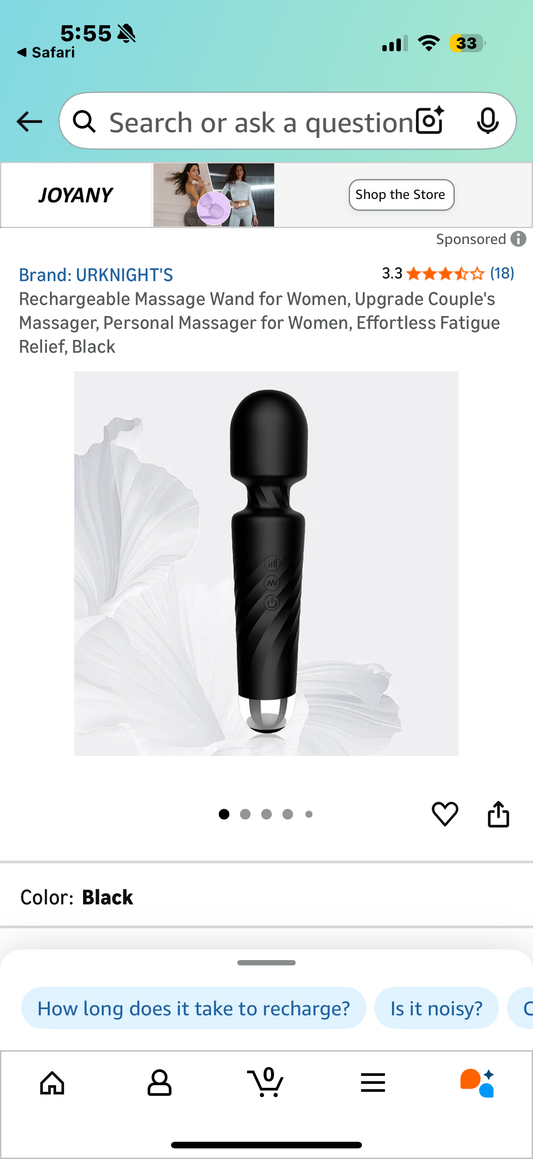 Rechargeable Massage Wand for Women, Upgrade Couple's Massager, Personal Massager for Women, Effortless Fatigue Relief, Black
