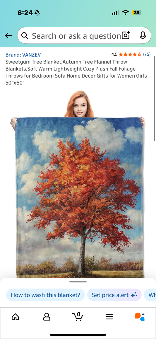 Sweetgum Tree Blanket,Autumn Tree Flannel Throw Blankets,Soft Warm Lightweight Cozy Plush Fall Foliage Throws for Bedroom Sofa Home Decor Gifts for Women Girls 50"x60"