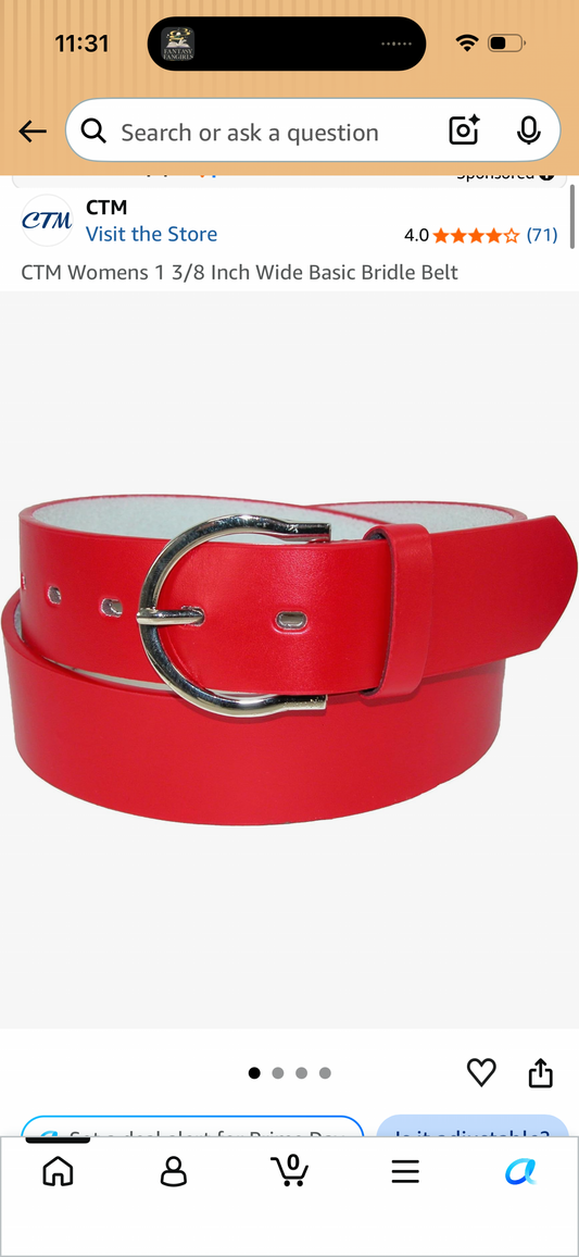 CTM Womens 1 3/8 Inch Wide Basic Bridle Belt (Size Large)