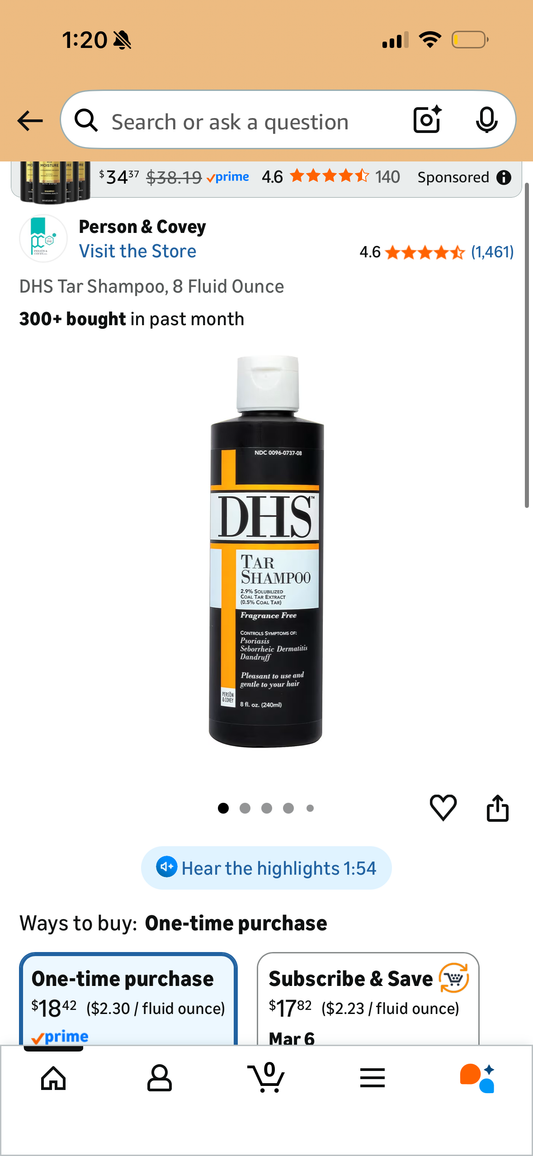 DHS Tar Shampoo, 8 Fluid Ounce