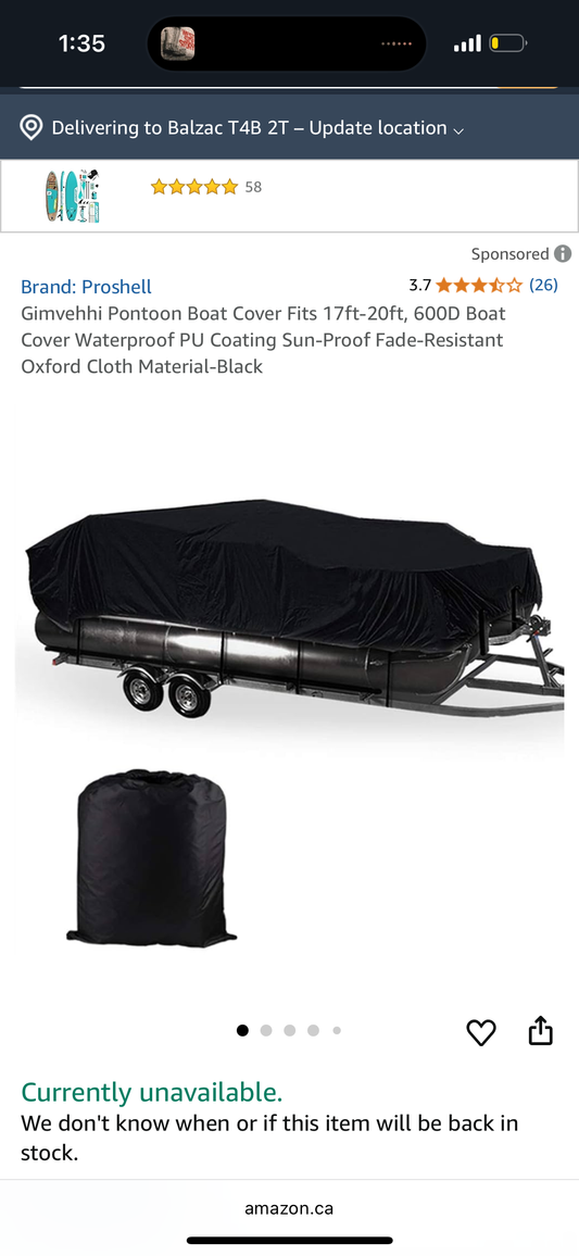 Gimvehhi Pontoon Boat Cover Fits 17ft-20ft, Marine Grade Boat Cover Waterproof PU Coating Sun-Proof Windproof Oxford Cloth Material Black