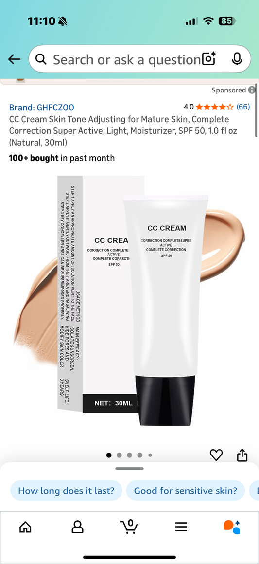 CC Cream Skin Tone Adjusting for Mature Skin, Complete Correction Super Active, Light, Moisturizer, SPF 50, 1.0 fl oz (Natural, 30ml