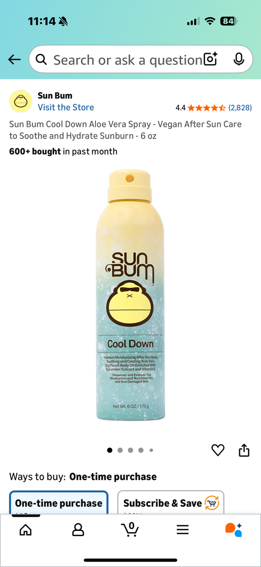 Sun Bum Cool Down Aloe Vera Spray - Vegan After Sun Care to Soothe and Hydrate Sunburn - 6 oz