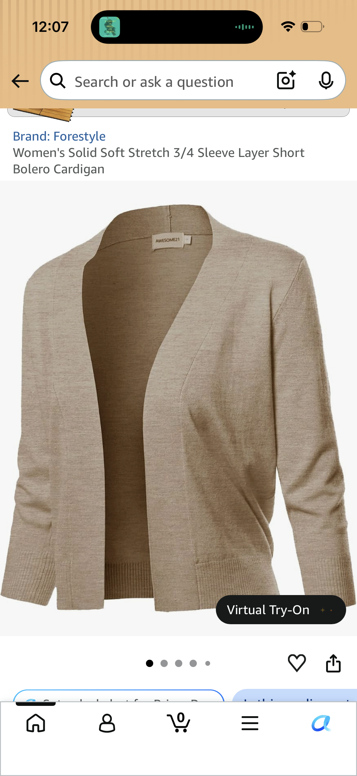 Women's Solid Soft Stretch 3/4 Sleeve Layer Short Bolero Cardigan (Size X-Large)