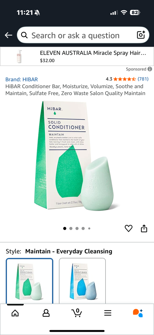 HiBAR Conditioner Bar, Moisturize, Volumize, Soothe and Maintain, Sulfate Free, Zero Waste Salon Quality Maintain