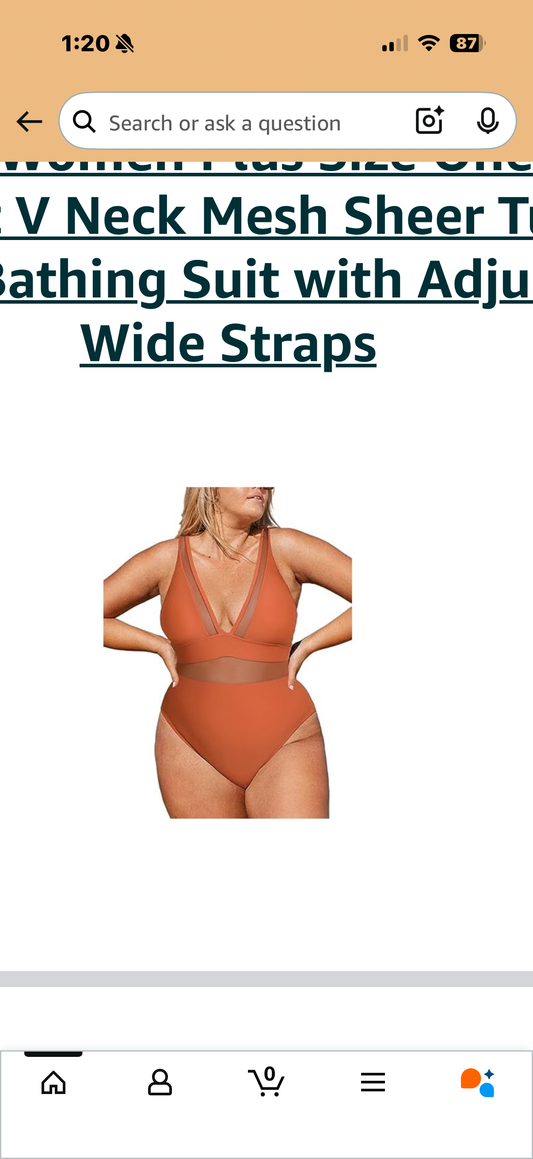 CUPSHE Women Plus Size One Piece Swimsuit V Neck Mesh Sheer Tummy Control Bathing Suit with Adjustable Wide Straps (Size 1X)