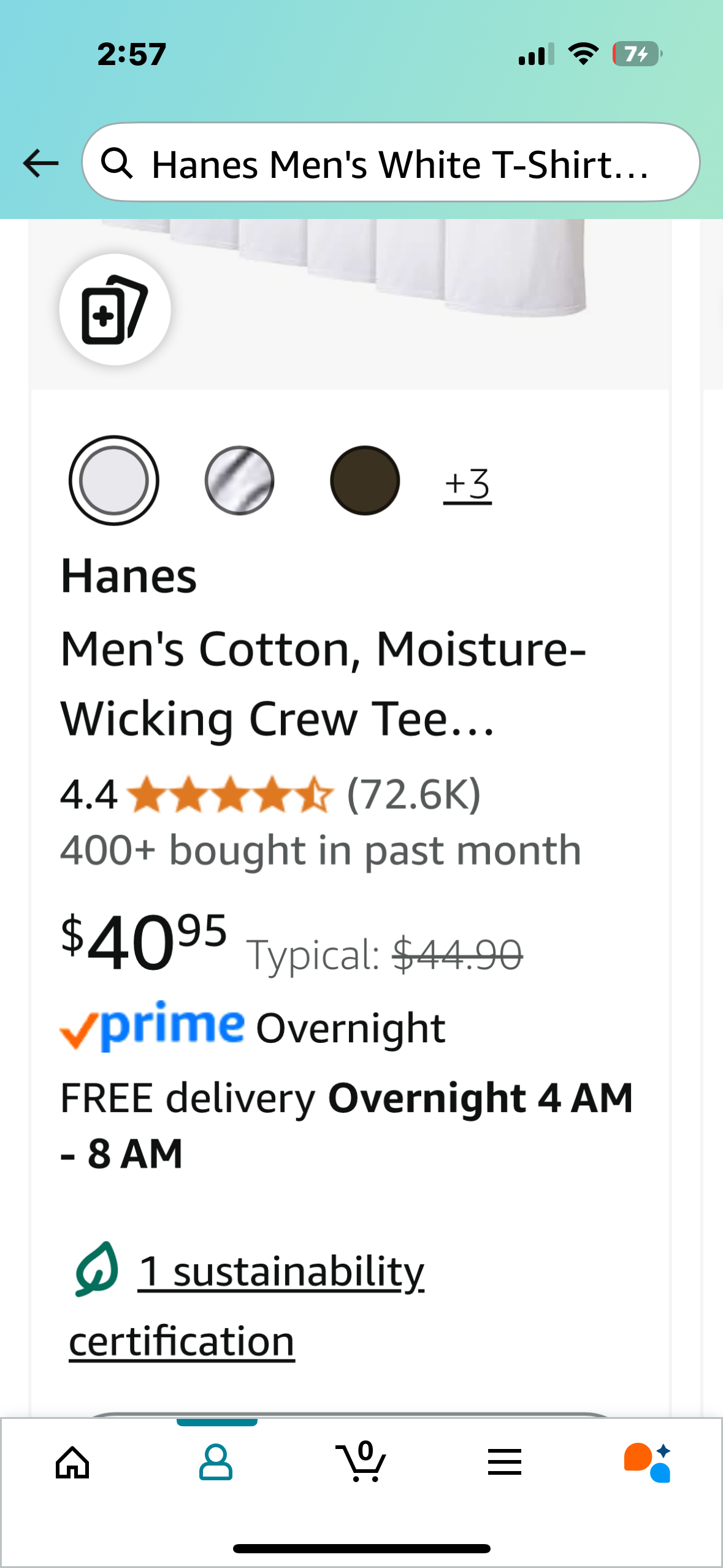 Hanes Men's Cotton, Moisture-Wicking Crew Tee Undershirts, Multi-Packs Available 2XL